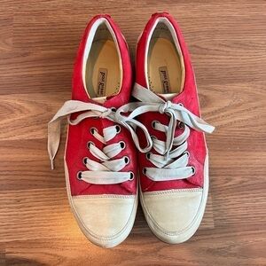 Paul Green Posh Lace Up Suede Sneaker in Red